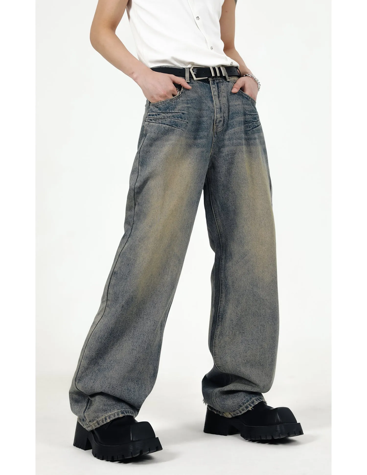 【24s Sep.】Retro Simple Padded Shoulder Denim Jacket Suit
