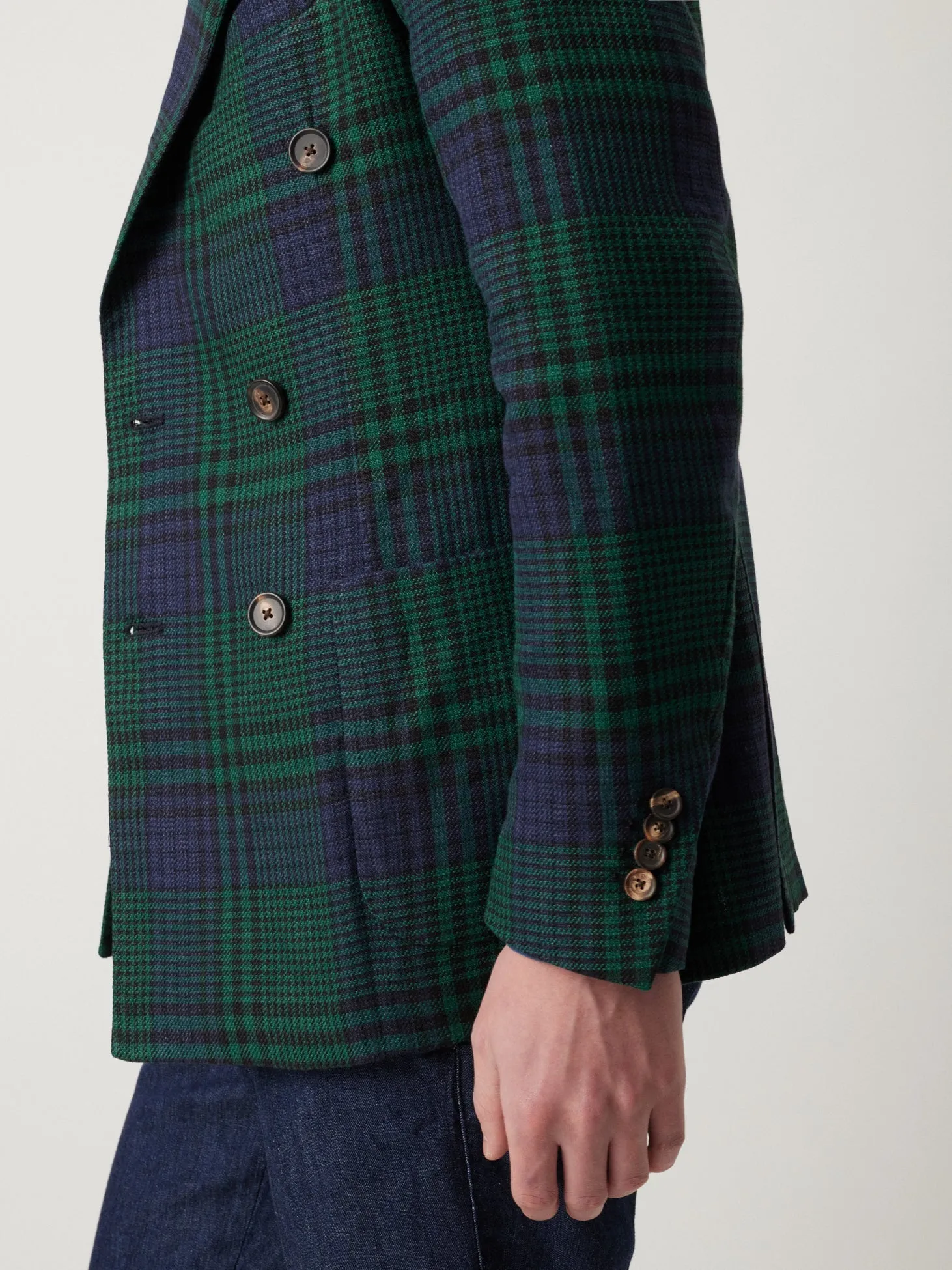 AARADEO TARTAN DOUBLE-BREASTED JACKET