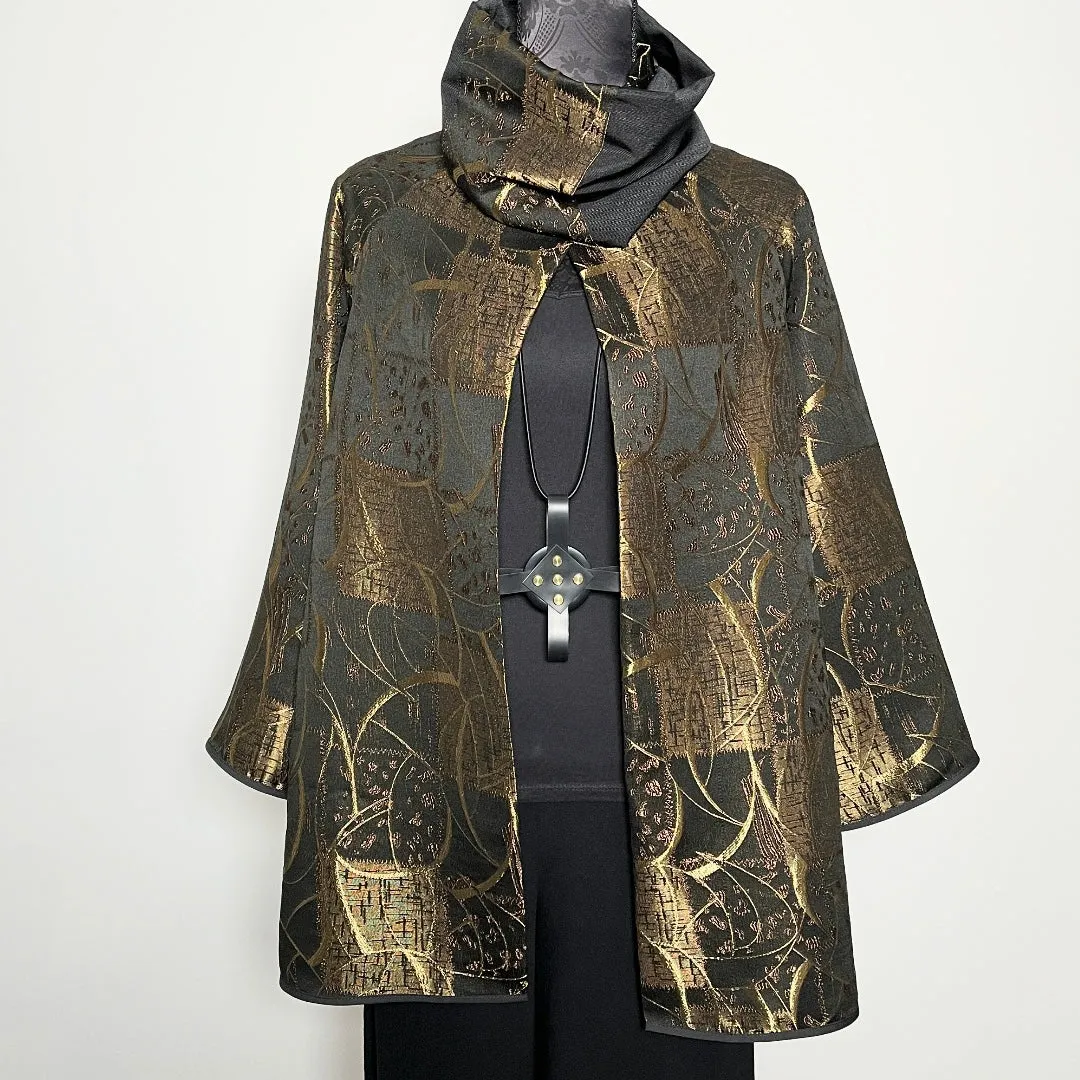 Abbey Swing Coat - Golden bronze jacquard