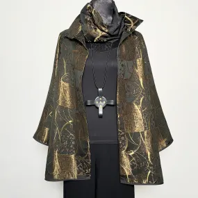 Abbey Swing Coat - Golden bronze jacquard