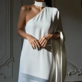 Advbridge Women One Shoulder Solid Color Sexy Dresses Ladies One Piece Party Halter Dress Luxury Women Diagonal Collar Loose Maxi Dress