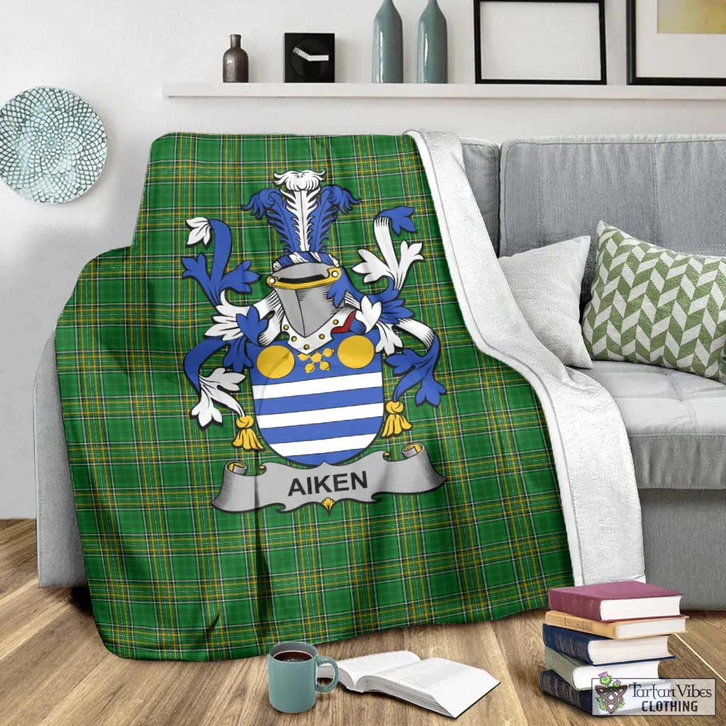 Aiken Irish Clan Tartan Blanket with Coat of Arms