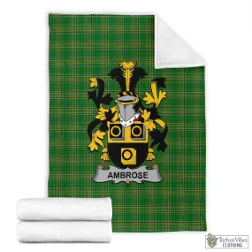 Ambrose Irish Clan Tartan Blanket with Coat of Arms