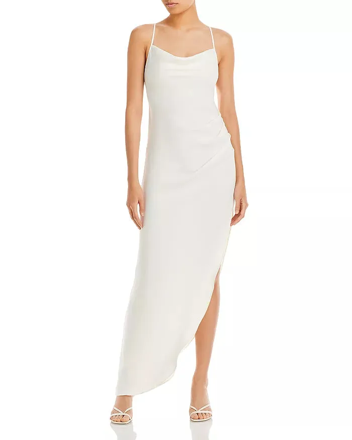 Aqua Womens Halter Cowl Neck Wedding Maxi Dress