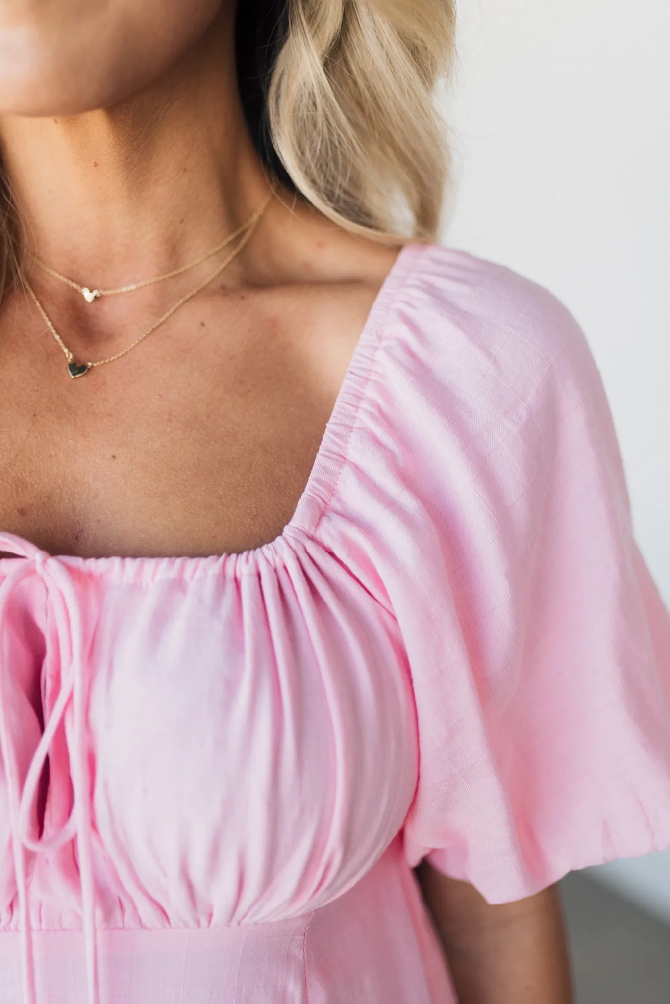 Ava Puff Sleeve Tie Front Dress