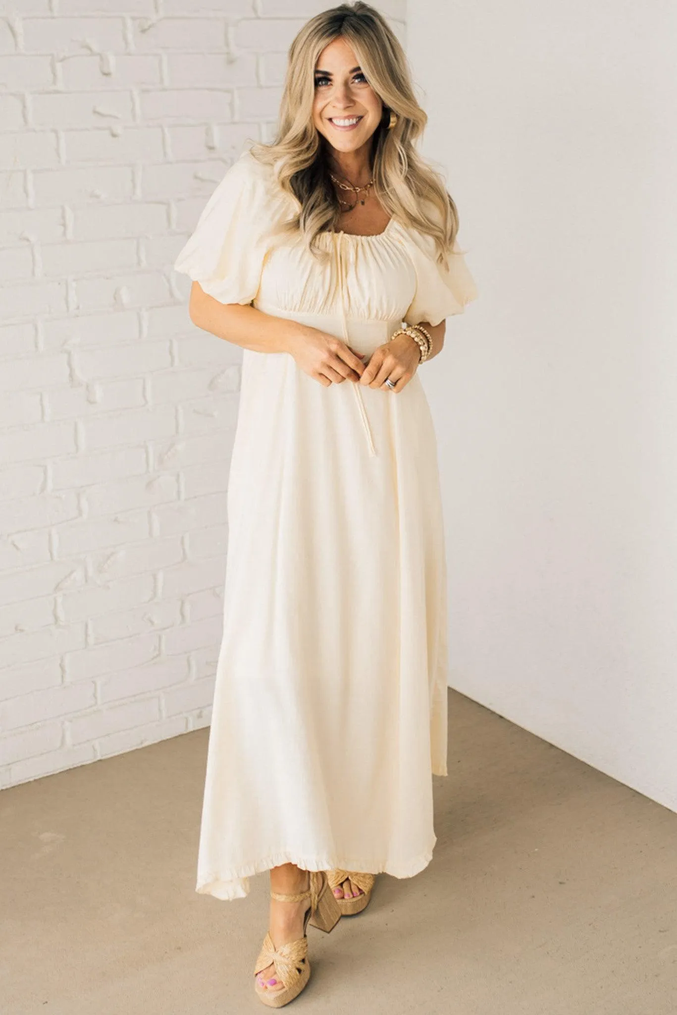 Ava Puff Sleeve Tie Front Dress