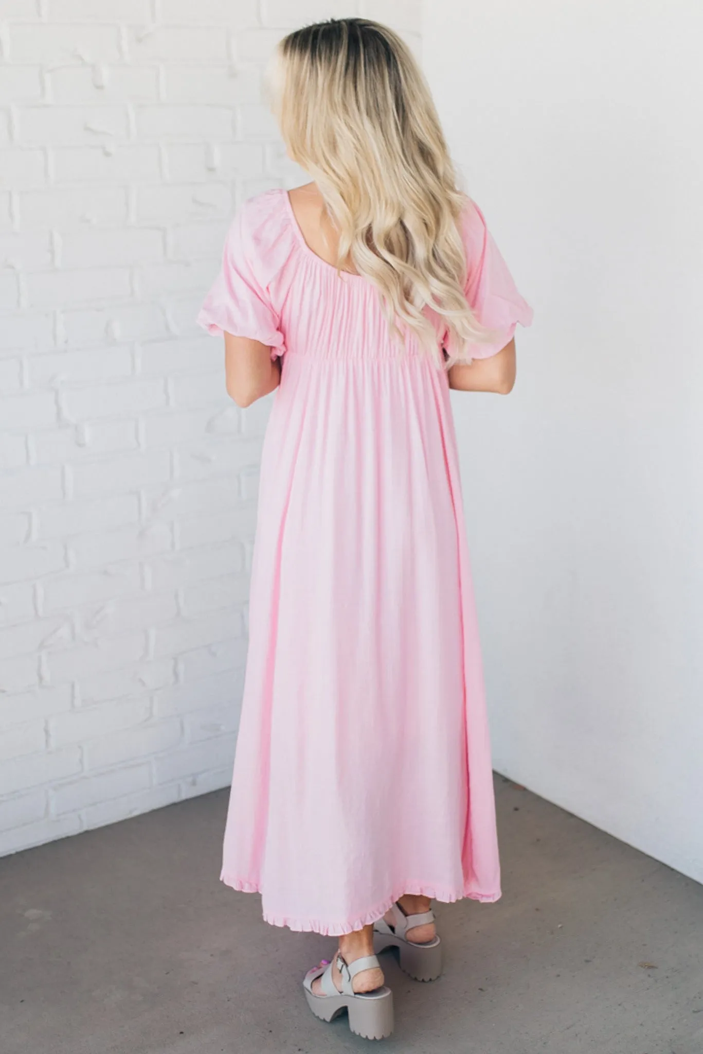 Ava Puff Sleeve Tie Front Dress