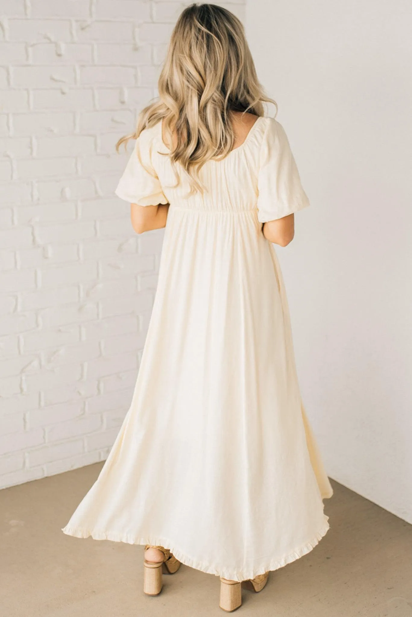Ava Puff Sleeve Tie Front Dress