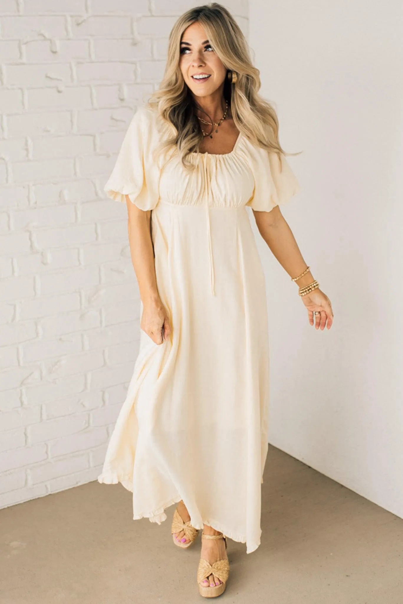 Ava Puff Sleeve Tie Front Dress