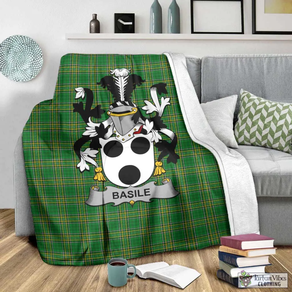 Basile Irish Clan Tartan Blanket with Coat of Arms