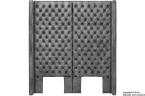 Beauchamp Buttoned Courtyard Leather Headboard Gun Metal Grey