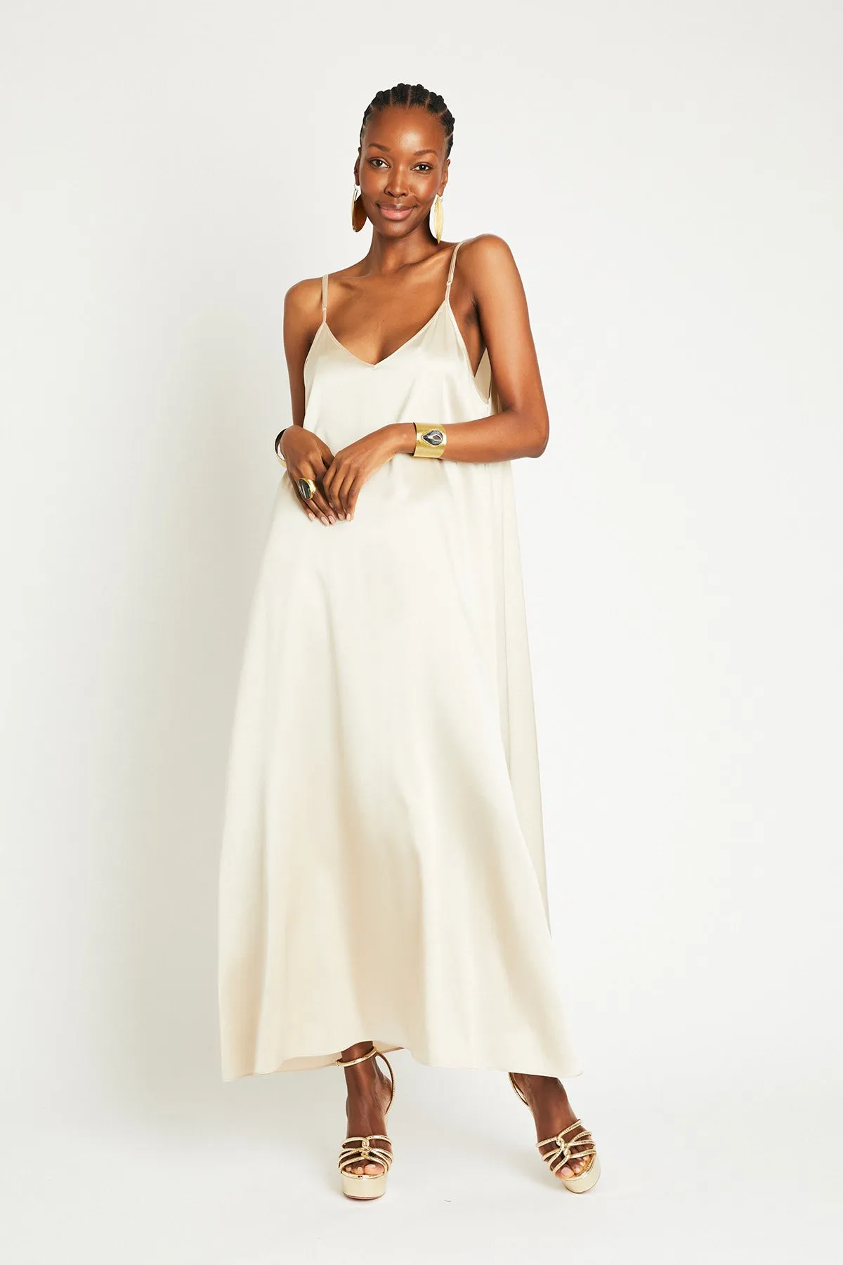   Beryll Julie Silk Maxi Dress | Latte