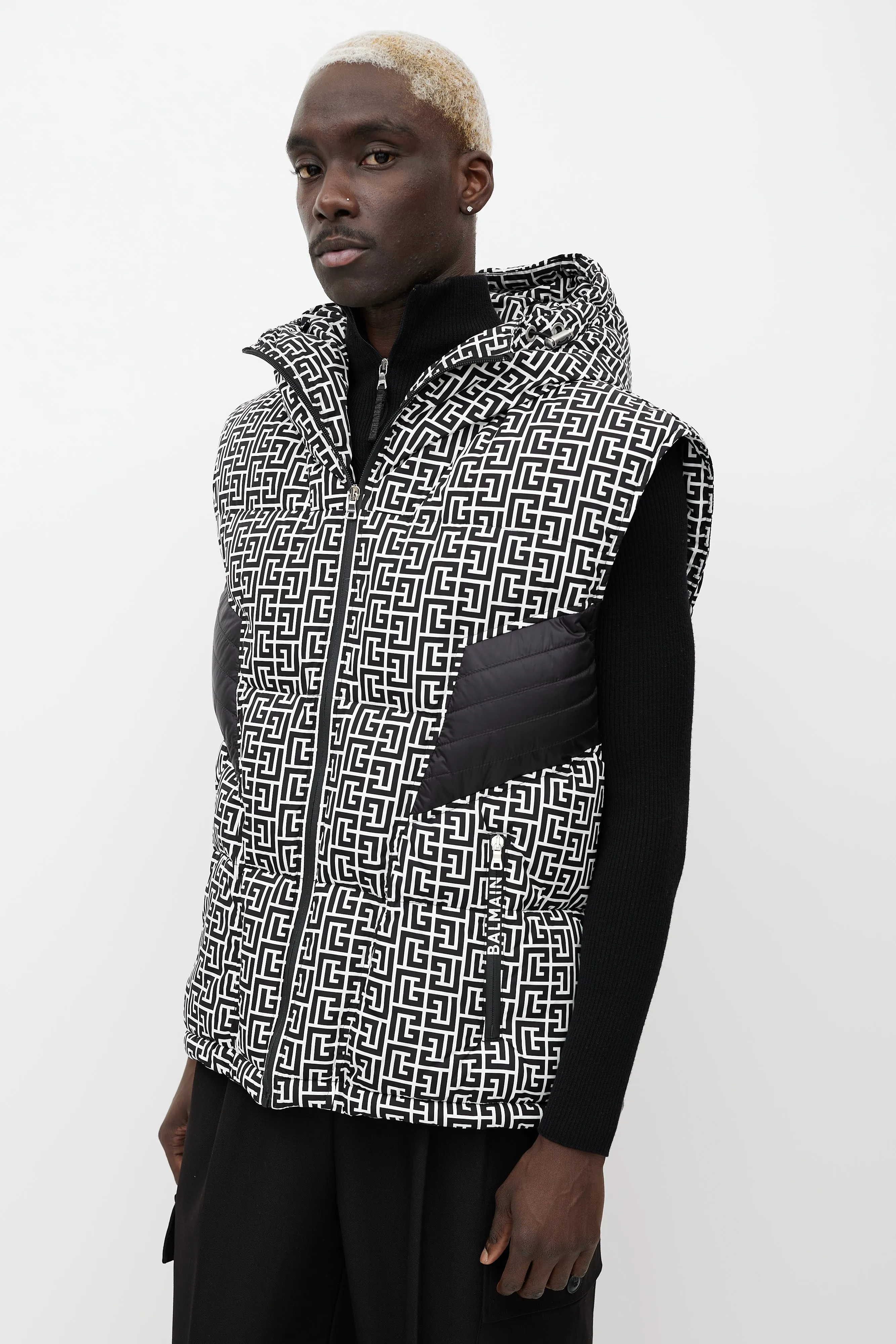 Black & White Monogram Puffer Vest