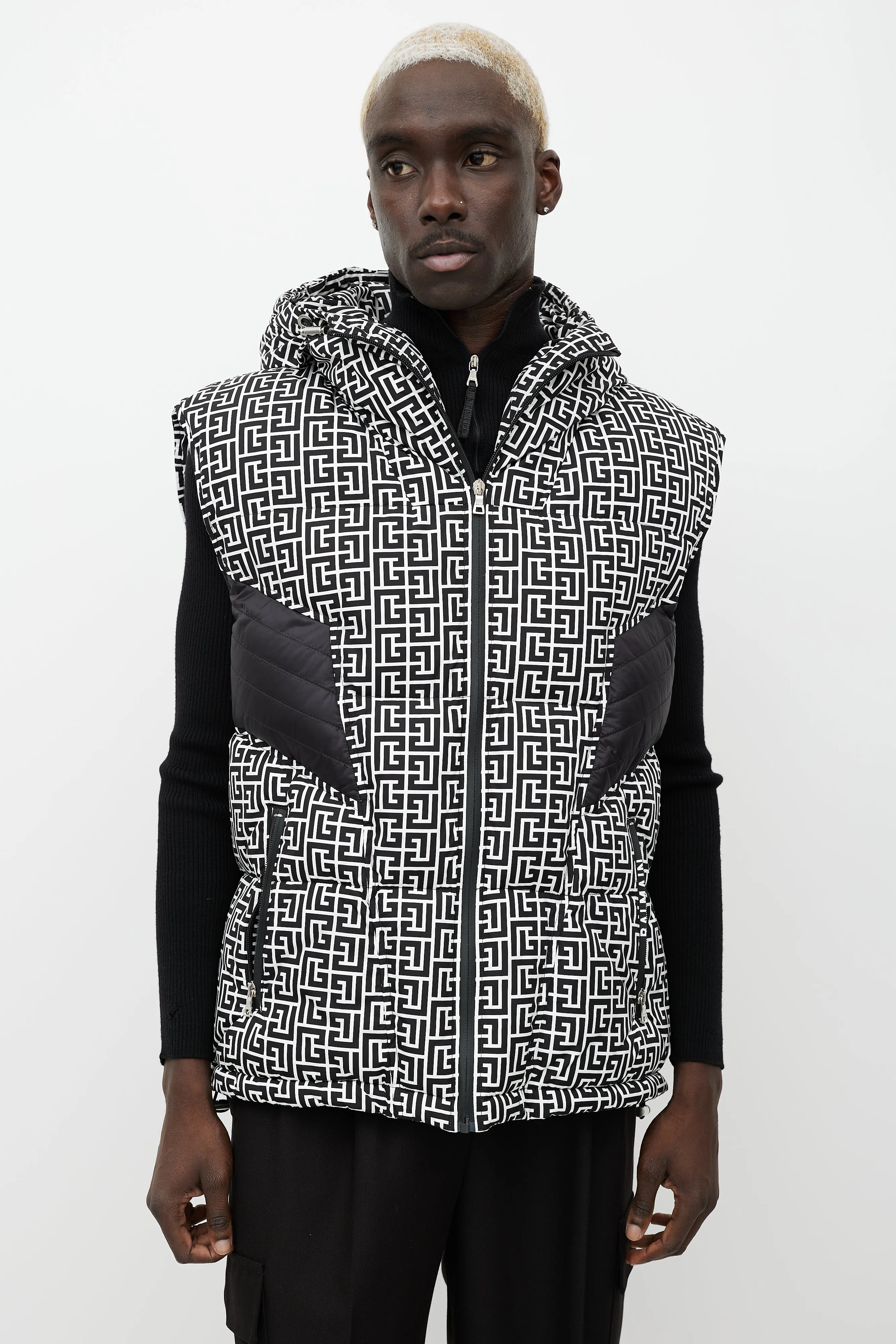 Black & White Monogram Puffer Vest