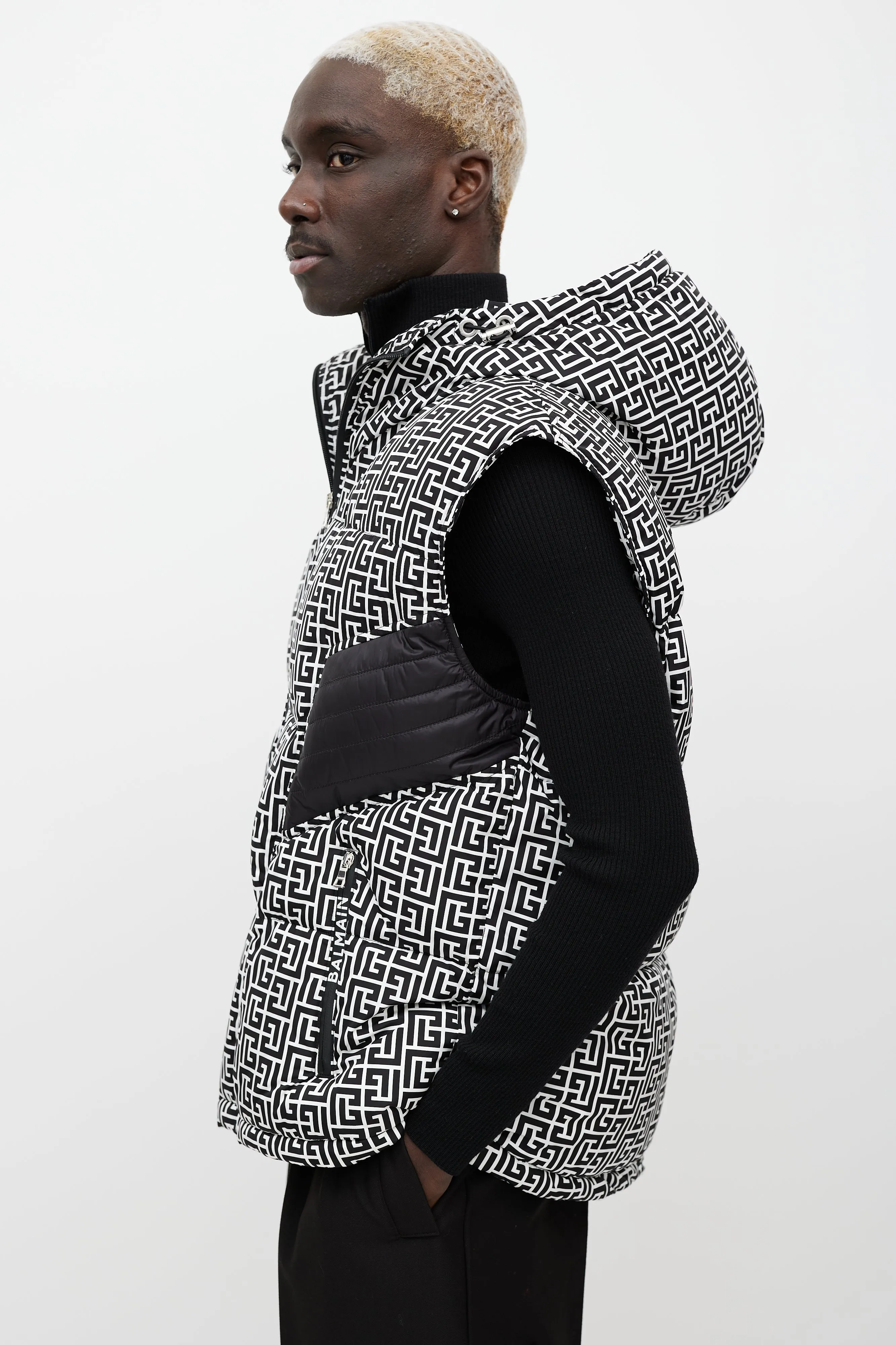 Black & White Monogram Puffer Vest