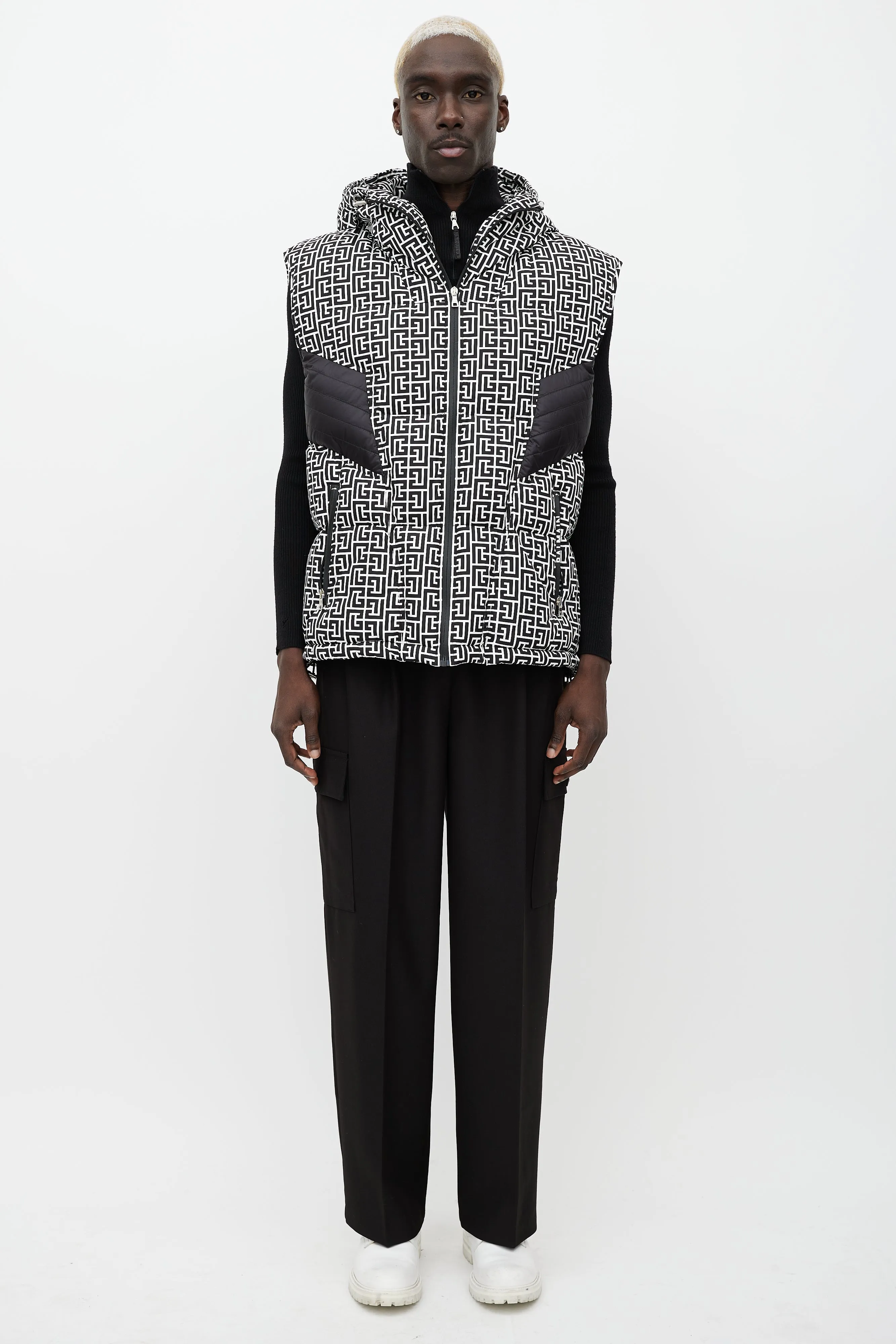 Black & White Monogram Puffer Vest