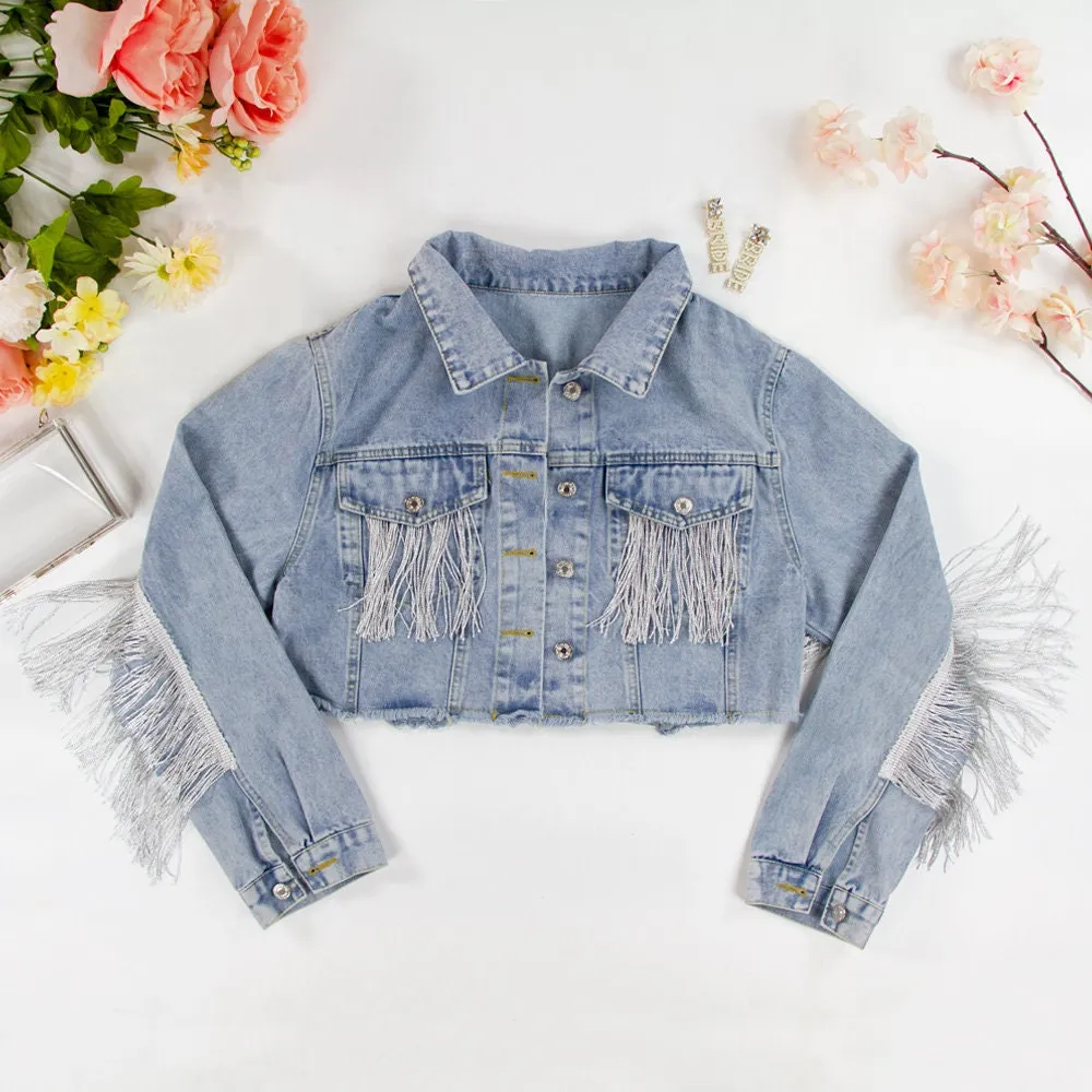 (Blue Fringe) Bridal Denim Jacket Gifts
