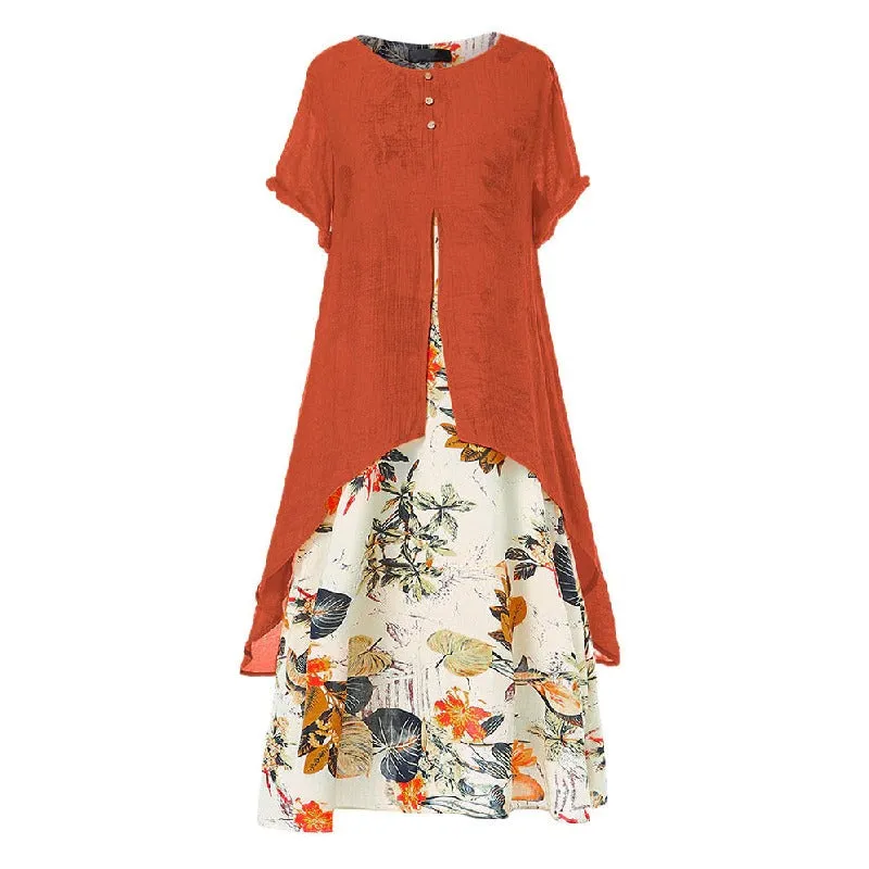 Bohemian Summer Flared Plus Size Floral Maxi Beach Dresses