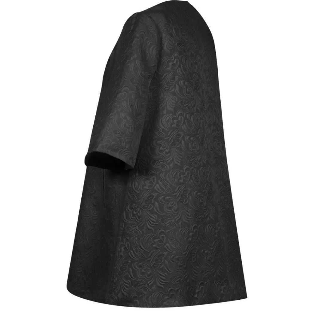 Brocade Floral Dress Coat Black