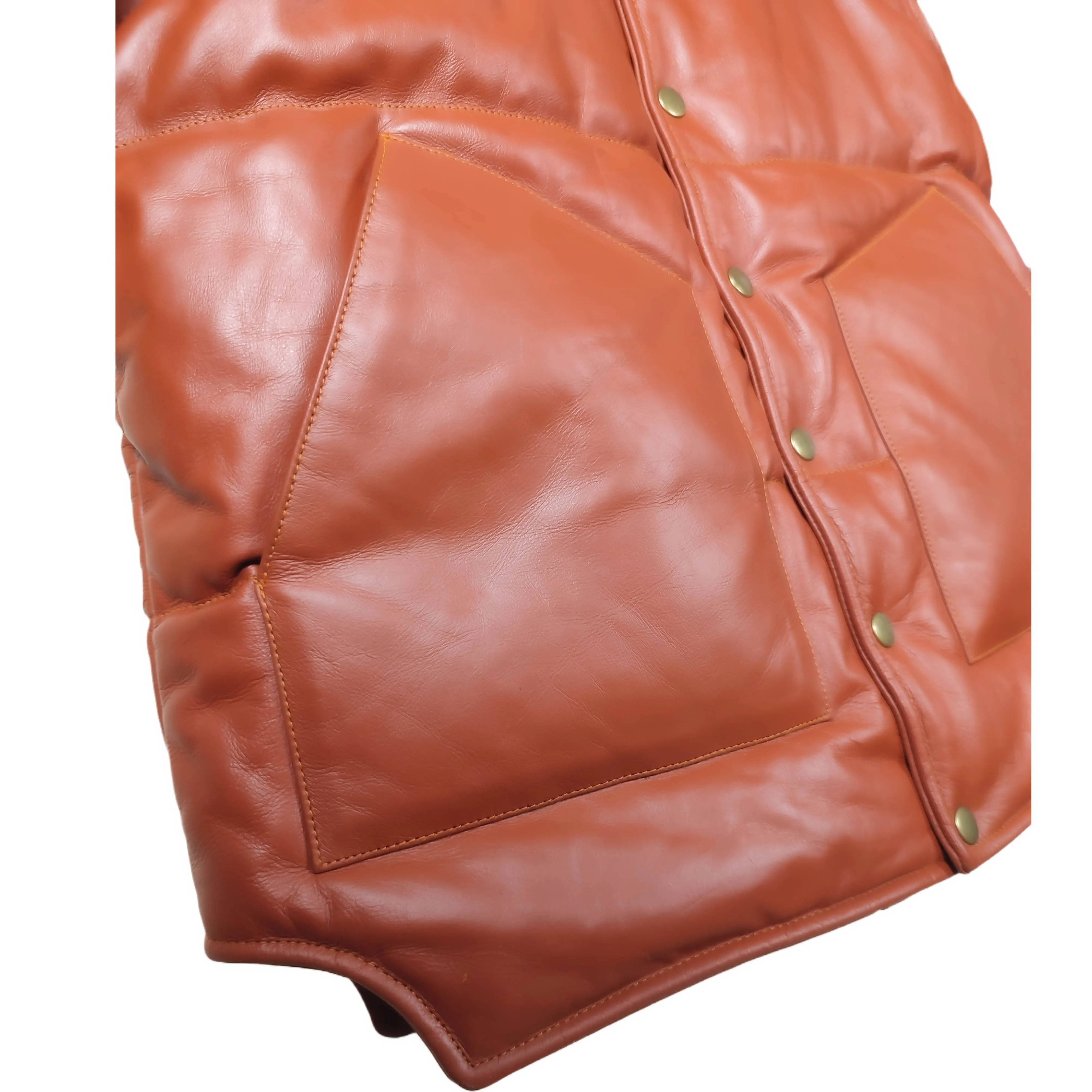 Brown Designer Puffer Leather Jacket - Brando 2.0
