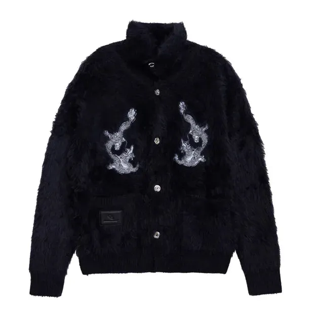 Casual Mink-like Hair Turtleneck Cardigan