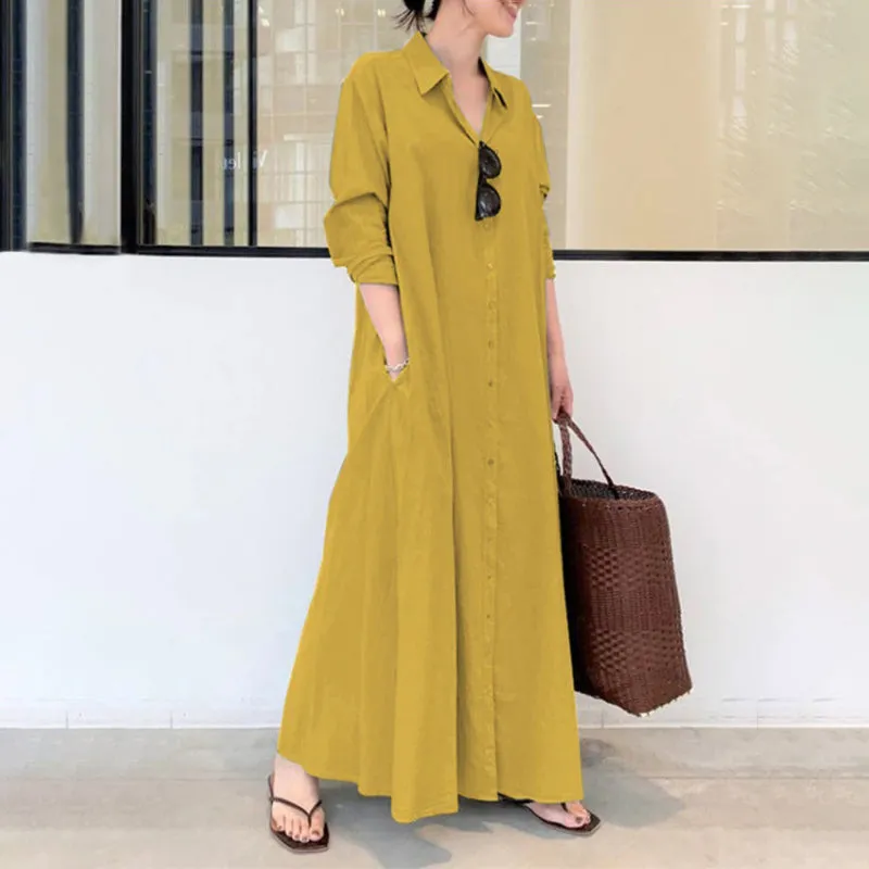Chic Solid-colored Long Sleeve Casual Maxi Dresses