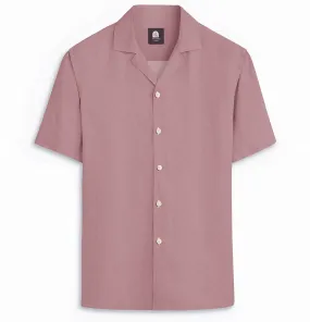 Cotton Linen - Camp Collar - Short Sleeve - Dusty Pink