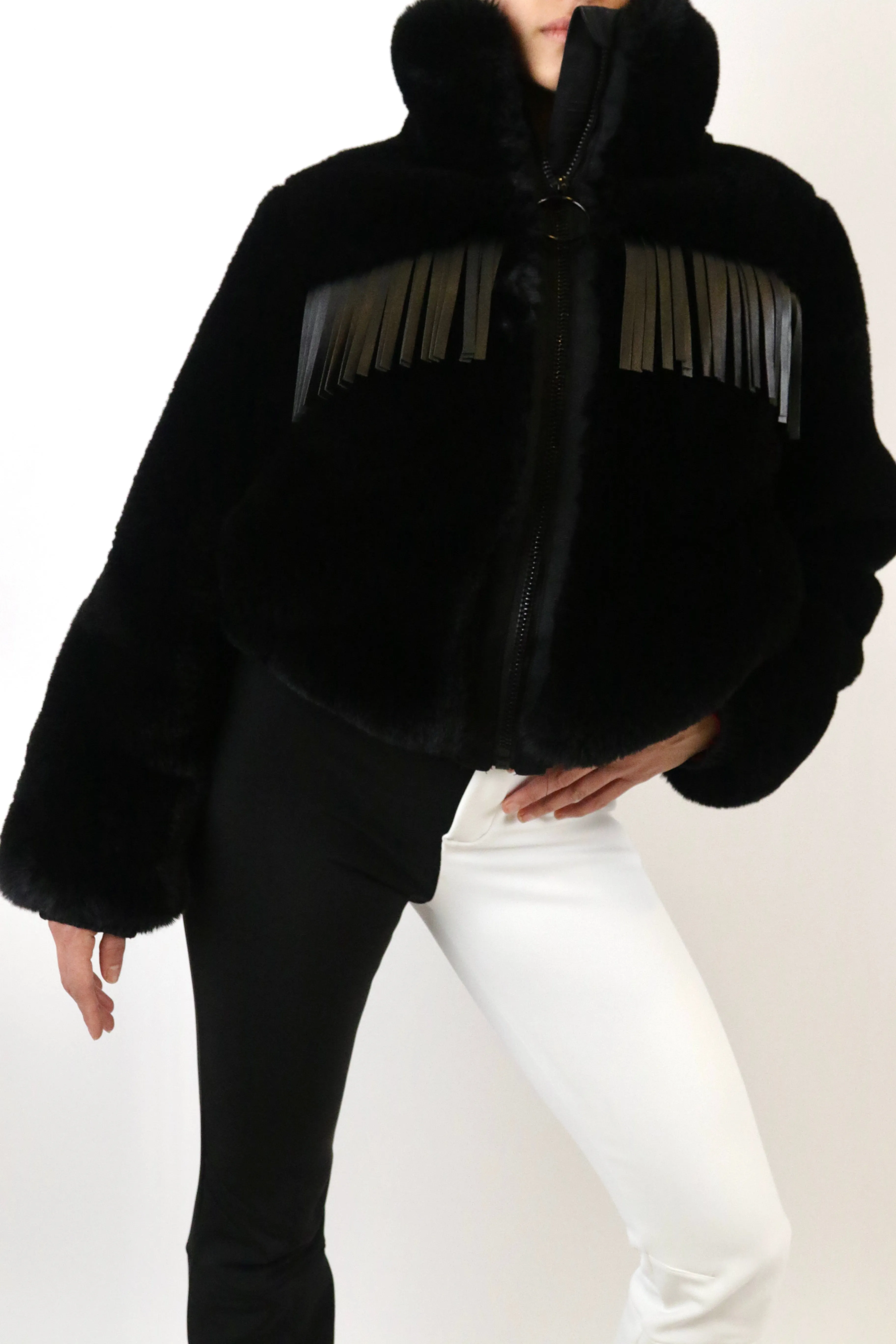 Cowboy Fringed Faux Fur Ski Jacket