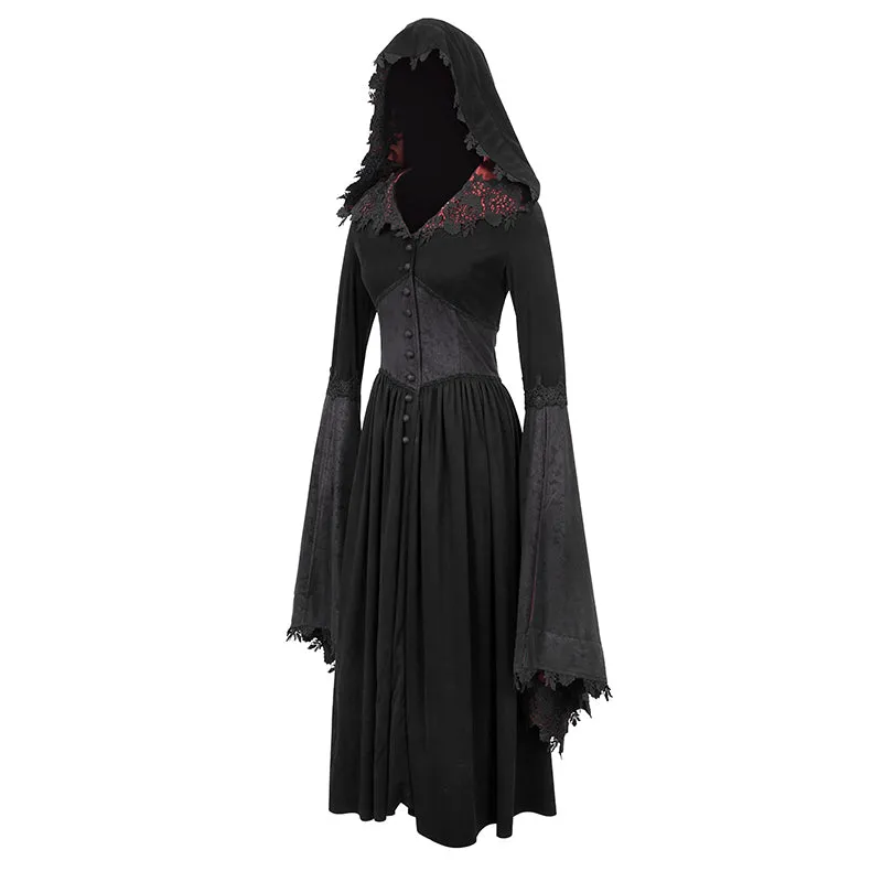CT070 Gothic pointed hat velveteen floral lady tunic voluminous skirt coats