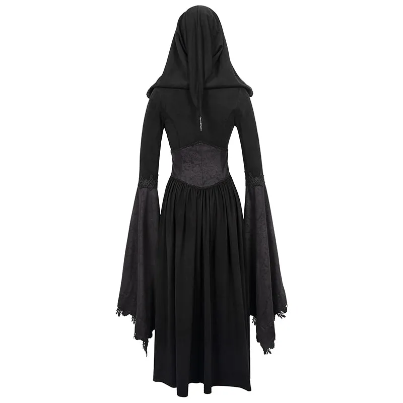 CT070 Gothic pointed hat velveteen floral lady tunic voluminous skirt coats