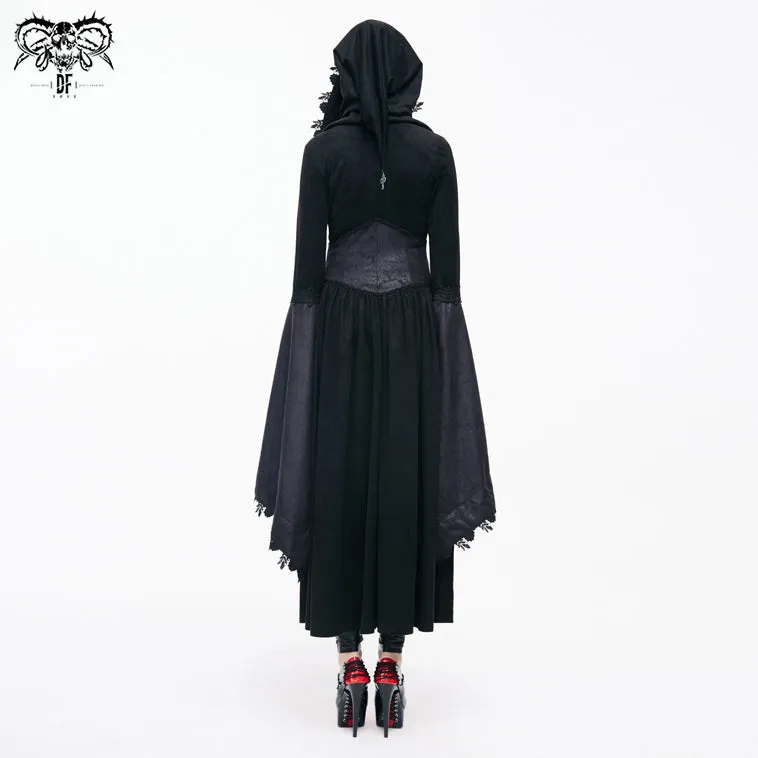 CT070 Gothic pointed hat velveteen floral lady tunic voluminous skirt coats