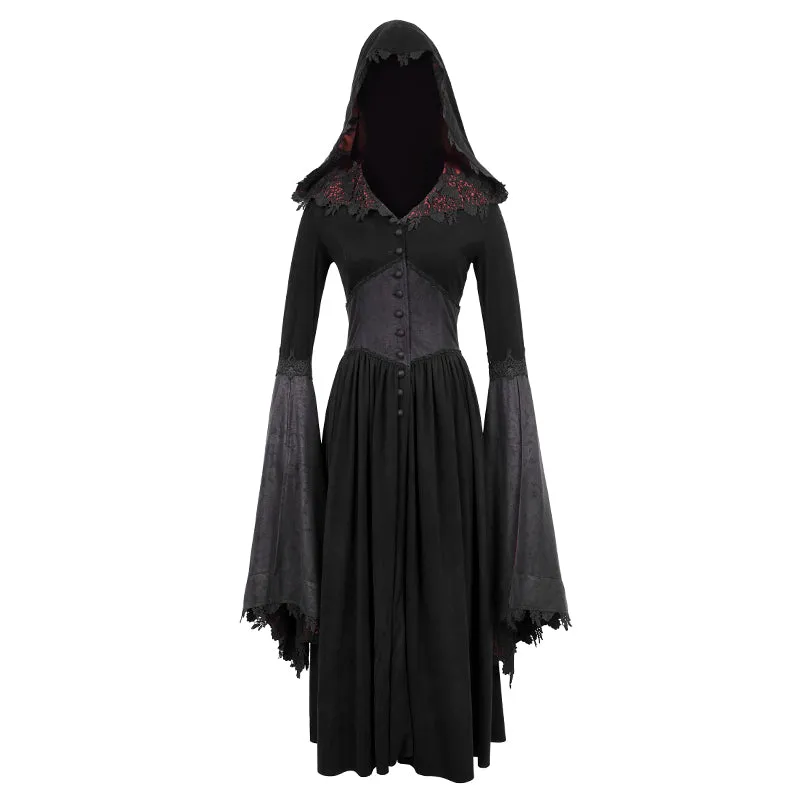 CT070 Gothic pointed hat velveteen floral lady tunic voluminous skirt coats