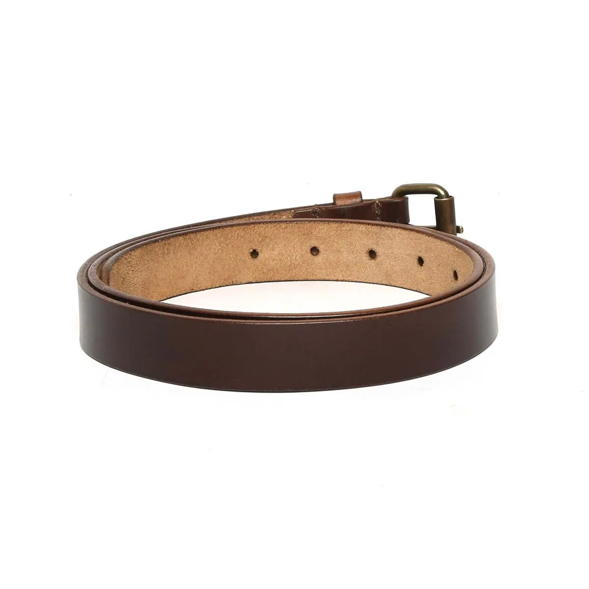 Dark Brown Leather Antique Look Buckle Ladies Belt By Brune & Bareskin