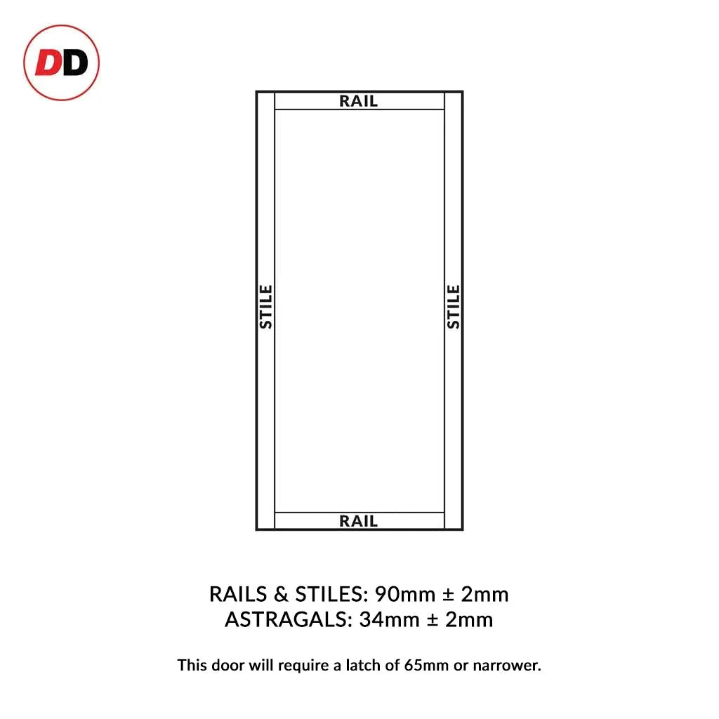 EasiKit Internal Door and Frame Kit - Baltimore 1 Pane Solid Wood Internal Door - Premium Primed - Colour & Glass Options