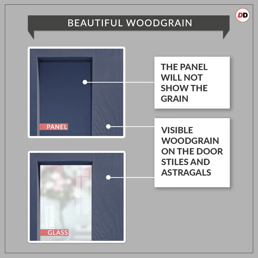 EasiKit Internal Door and Frame Kit - Baltimore 1 Pane Solid Wood Internal Door - Premium Primed - Colour & Glass Options