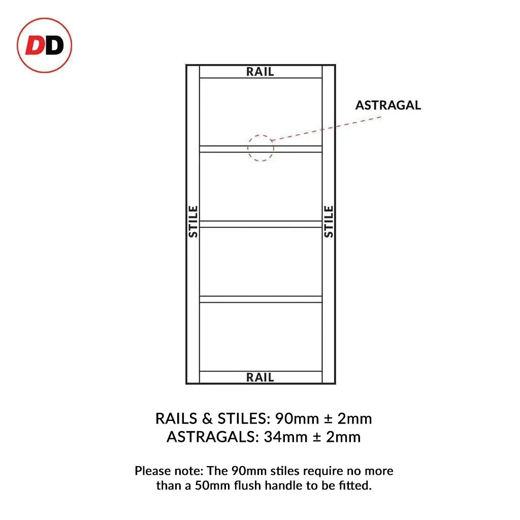 EasiKit Internal Door and Frame Kit - Brooklyn 4 Panel Solid Wood Internal Door - Premium Primed - Colour Options
