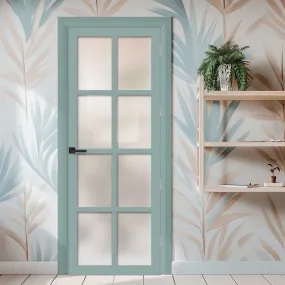 EasiKit Internal Door and Frame Kit - Perth 8 Pane Solid Wood Internal Door - Premium Primed - Colour & Glass Options