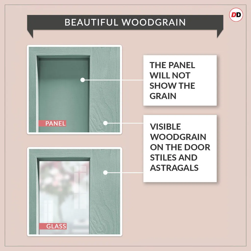 EasiKit Internal Door and Frame Kit - Perth 8 Pane Solid Wood Internal Door - Premium Primed - Colour & Glass Options