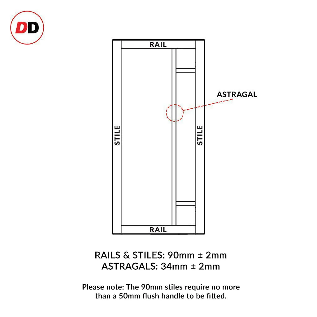 EasiKit Internal Door and Frame Kit - Suburban 4 Pane Solid Wood Internal Door - Premium Primed - Colour & Glass Options