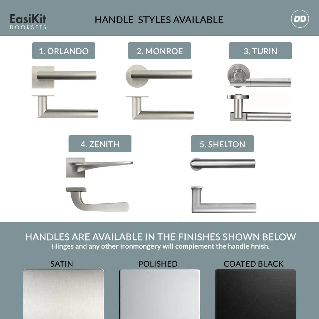 EasiKit Internal Door and Frame Kit - Suburban 4 Pane Solid Wood Internal Door - Premium Primed - Colour & Glass Options