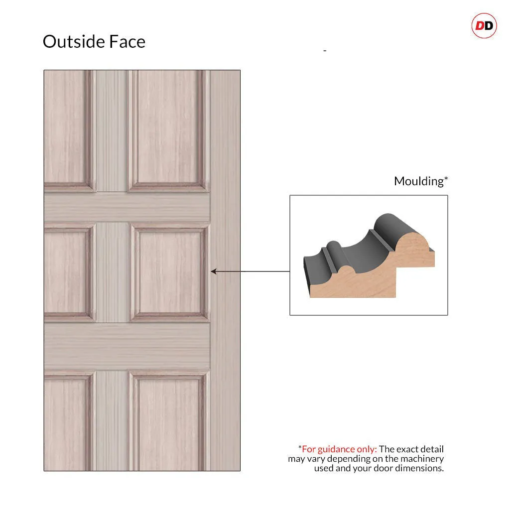 Exterior Ailsa Made to Measure 6 Panel Front Door - 57mm Thick - Six Colour Options