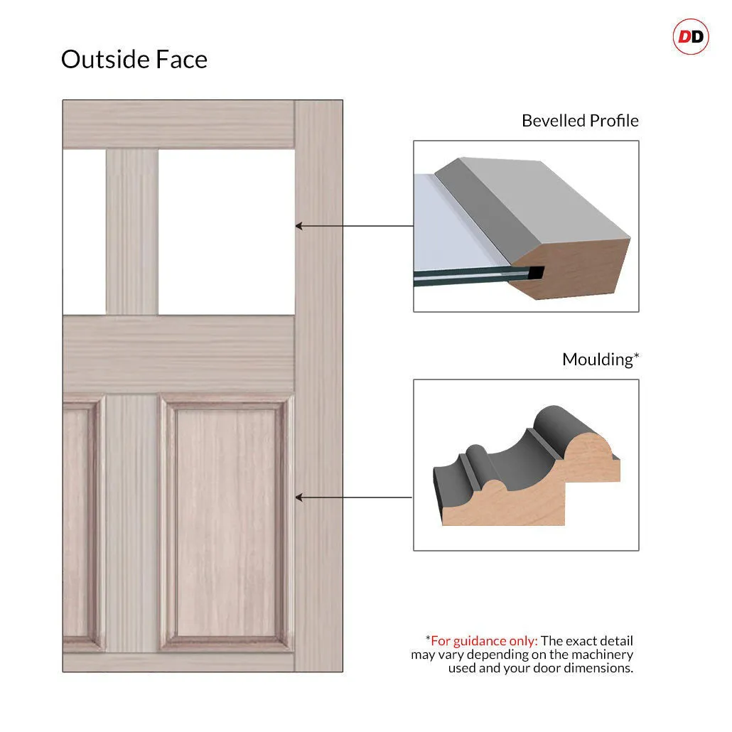 Exterior Ailsa Made to Measure Front Door - 57mm Thick - Six Colour Options - Toughened Double Glazing - 4 Pane