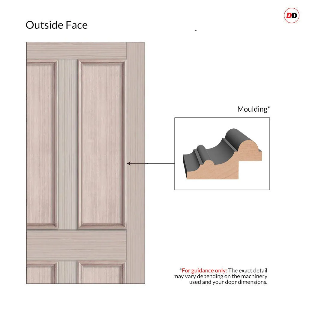 Exterior Colonial Made to Measure 4 Panel Front Door - 45mm Thick - Six Colour Options