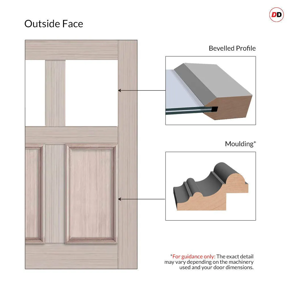Exterior Colonial Made to Measure Front Door - 57mm Thick - Six Colour Options - Toughened Double Glazing - 2 Pane 4 Panel