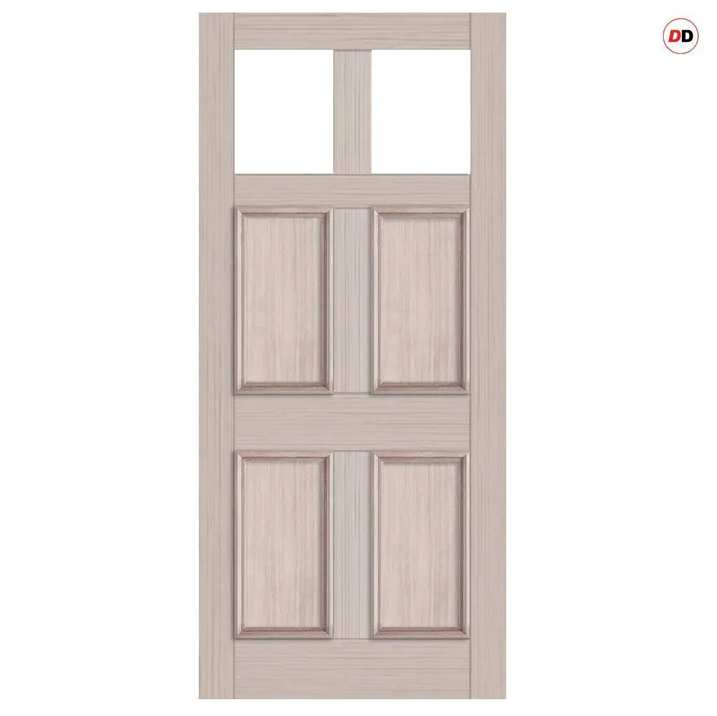 Exterior Colonial Made to Measure Front Door - 57mm Thick - Six Colour Options - Toughened Double Glazing - 2 Pane 4 Panel