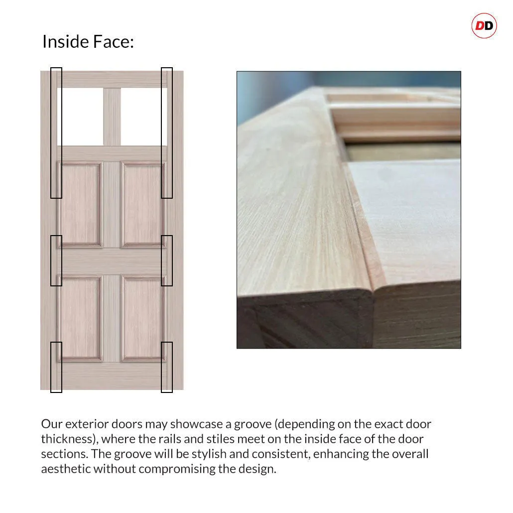 Exterior Colonial Made to Measure Front Door - 57mm Thick - Six Colour Options - Toughened Double Glazing - 2 Pane 4 Panel