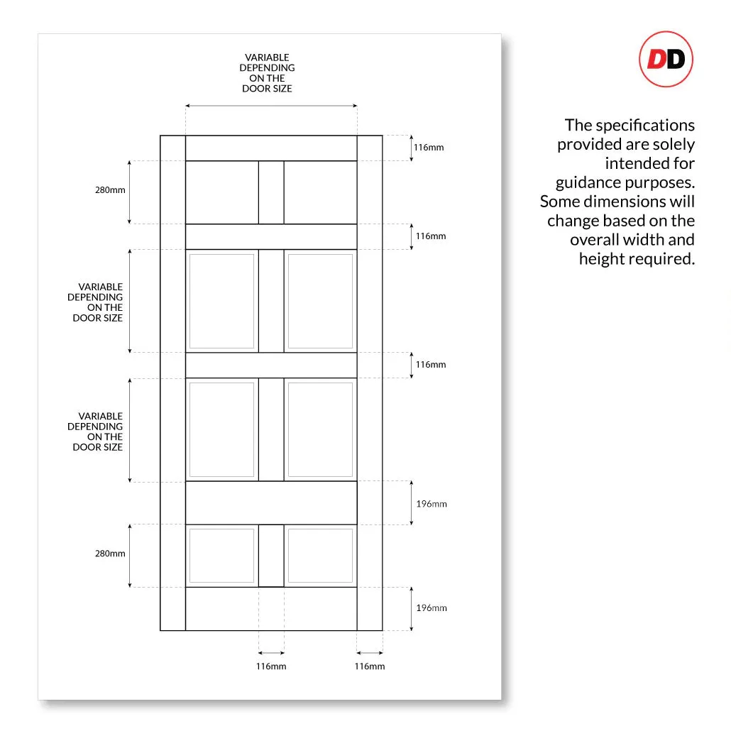 Exterior Georgian Bird Made to Measure Front Door - 45mm Thick - Six Colour Options - Toughened Double Glazing - 2 Pane