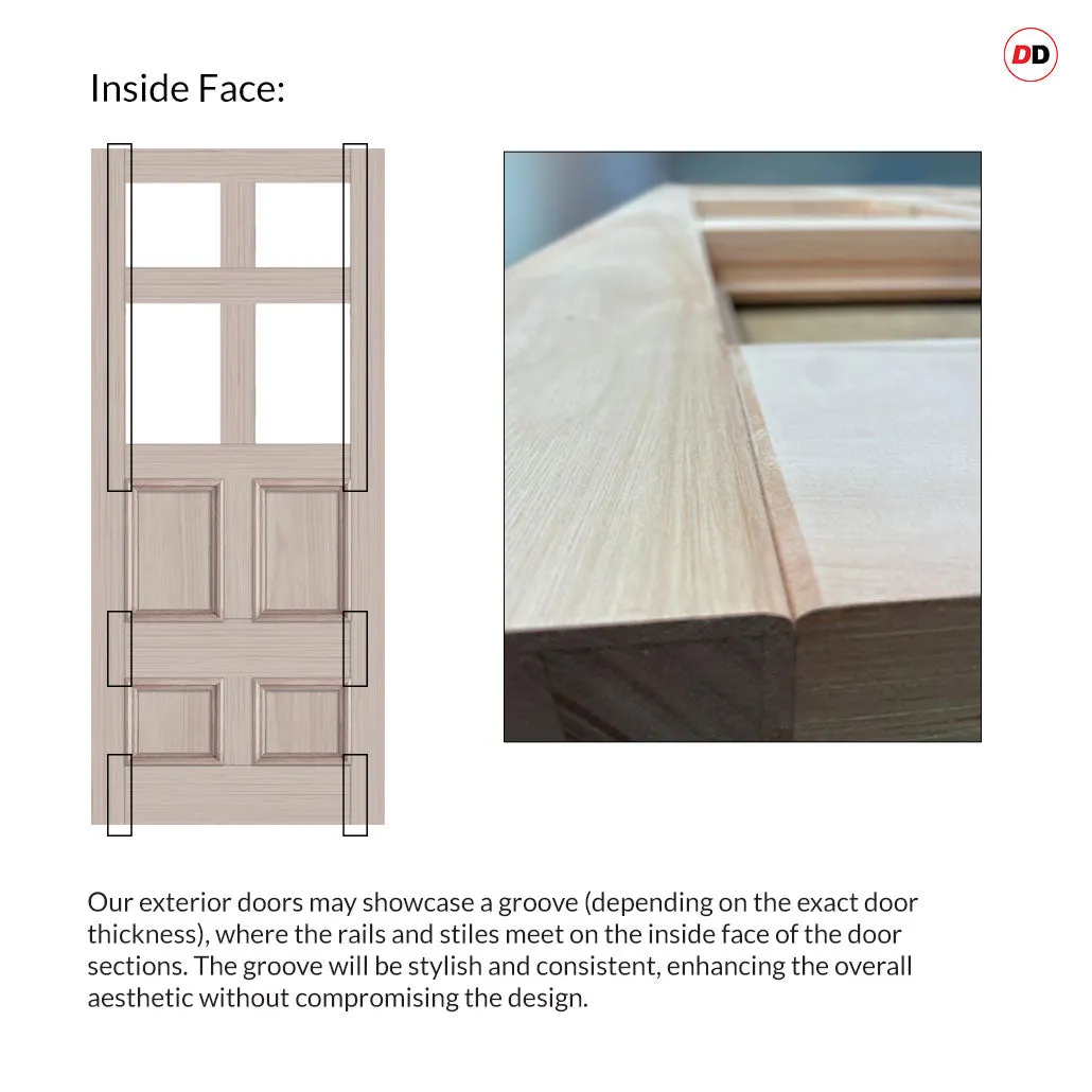 Exterior Georgian Bird Made to Measure Front Door - 57mm Thick - Six Colour Options - Toughened Double Glazing - 4 Pane