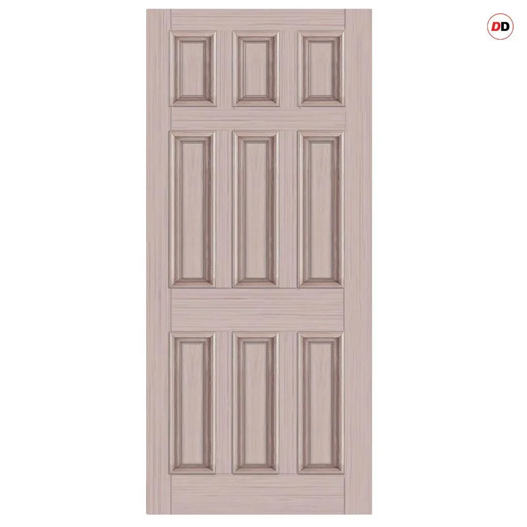 Exterior Georgian Blackwell 9 Panel Made to Measure Front Door - 57mm Thick - Six Colour Options