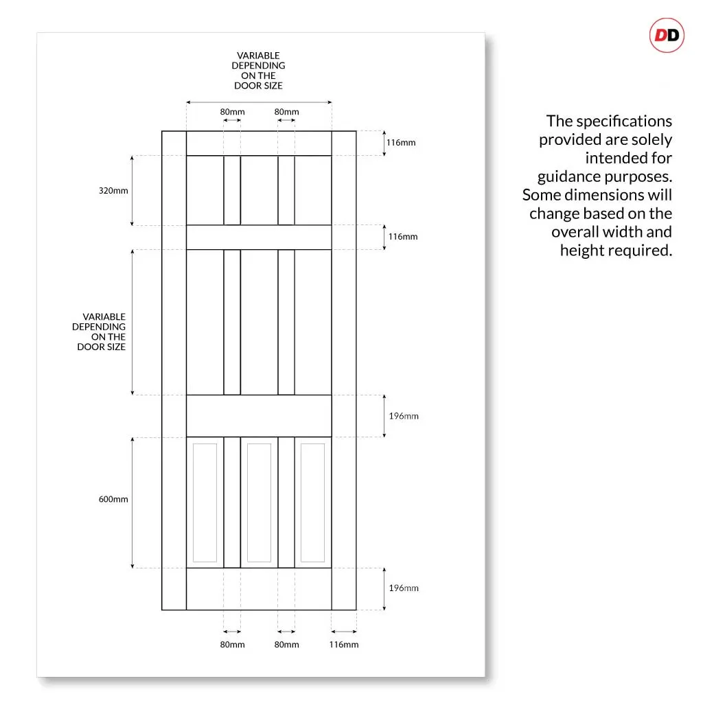 Exterior Georgian Blackwell Made to Measure Front Door - 45mm Thick - Six Colour Options - Toughened Double Glazing - 6 Pane